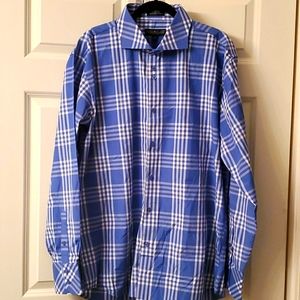 Blue plaid casual dress long-sleeved shirt